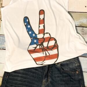 Bella Tank Top Women's American Flag Peace Sign Size Small NWOT